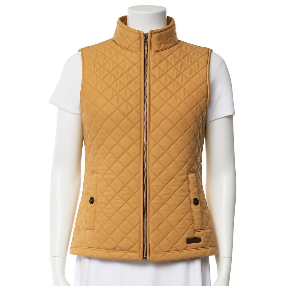 G.H. Bass & Co. Women’s Quilted Vest PL Tan Brown Zip Front Lightweight Puffer